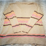 Eyeshadow Open Front Tan and Neon Cardigan Size M