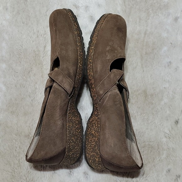 Teva Cork and Brown Leather Slip on Mules Size 9.5