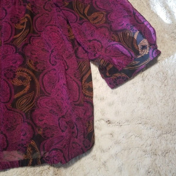 Mossimo Lightweight Bilowey Top Paisley Size M