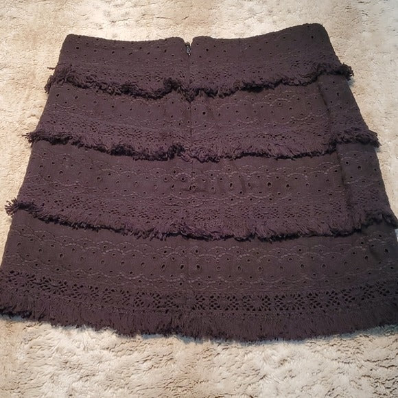 HD In Paris Black Tiered Fringe Shorter Skirt Size 6