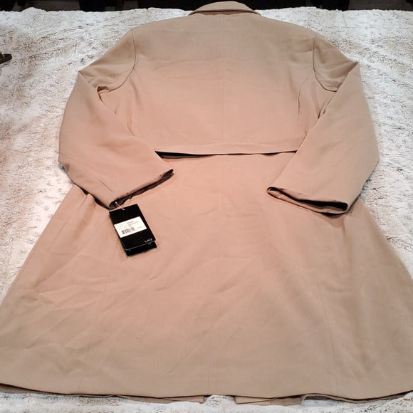 NWT Utex Design Vintage Beige Long Raincoat w Liner Size L