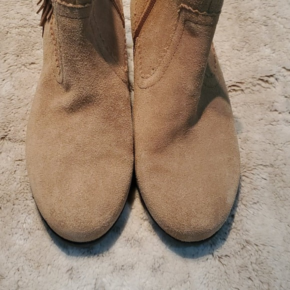 Easy Spirit Esvita Tan Leather Booties w Fringe Size 7.5