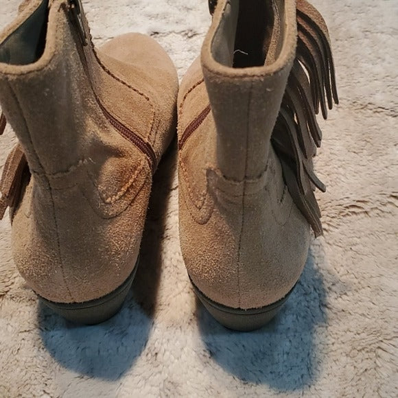 Easy Spirit Esvita Tan Leather Booties w Fringe Size 7.5