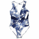 NWT Nicole Miller Blue Leaf Mesh Insert One Piece Swim