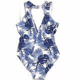 NWT Nicole Miller Blue Leaf Mesh Insert One Piece Swim