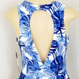 NWT Nicole Miller Blue Leaf Mesh Insert One Piece Swim