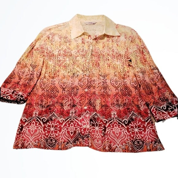 NWT Alia Ombre Moroccan Moment Button Down Shirt Size 6