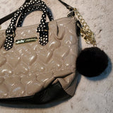 Betsey Johnson Beige & Gold Quilted Heart Purse