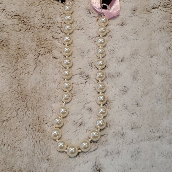 Boutique Long Faux Pearl Tied Accent Necklace