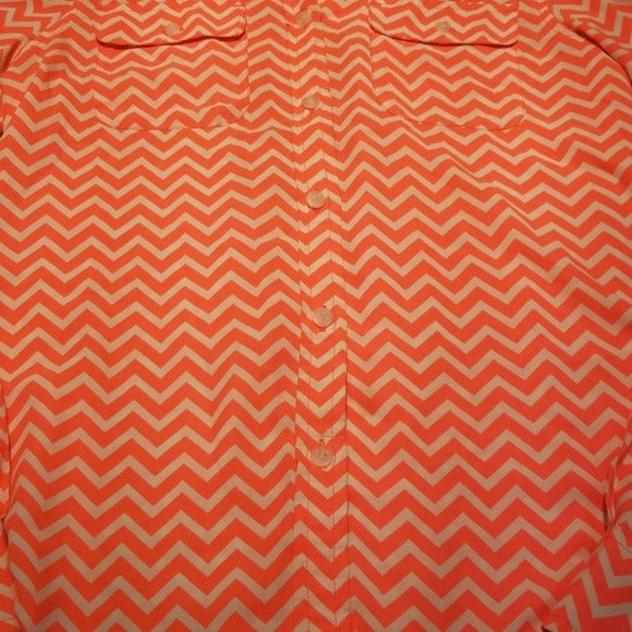 American Eagle Orange and White Chevron Blouse Size XS