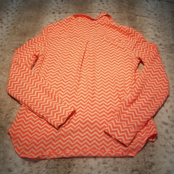 American Eagle Orange and White Chevron Blouse Size XS