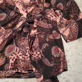 NWT DressBarn Paisley Side Tie 3/4 Sleeve Blouse Size SP