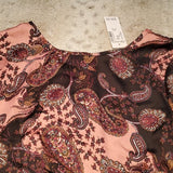 NWT DressBarn Paisley Side Tie 3/4 Sleeve Blouse Size SP