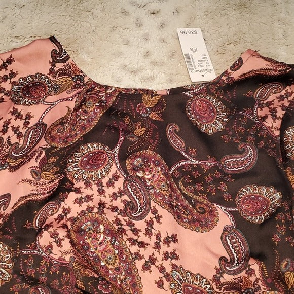 NWT DressBarn Paisley Side Tie 3/4 Sleeve Blouse Size SP