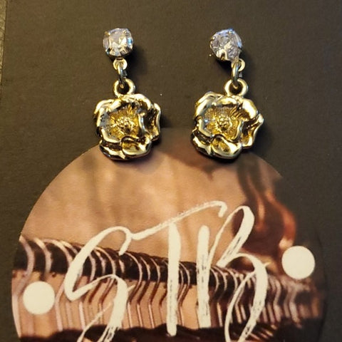 Boutique Gold and Silver Tone Drop Rose Earrings