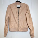 Ci Sono Light Pink Faux Leather Zip Bomber Jacket Size L