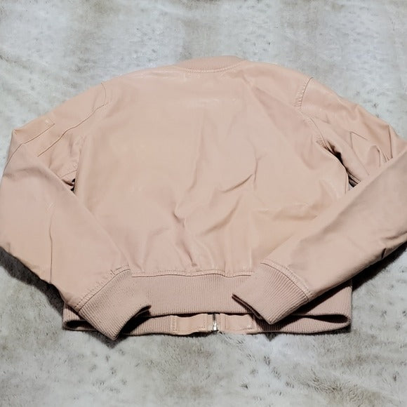 Ci Sono Light Pink Faux Leather Zip Bomber Jacket Size L