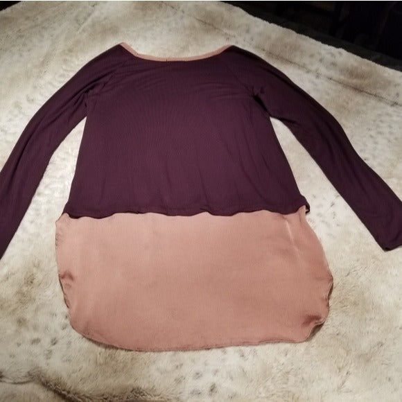 Bordeaux Plum H Rose Hi Low Long Sleeve Blouse Size M