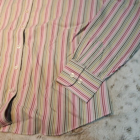 Land's End Vertical Striped Button Down Size 10