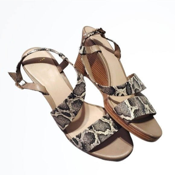 Cole Haan Snakeskin Leather Strapey Wedges Size 10.5B