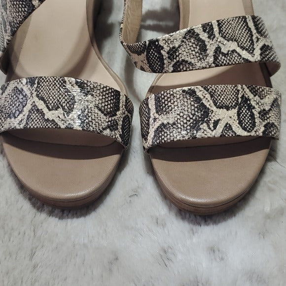 Cole Haan Snakeskin Leather Strapey Wedges Size 10.5B