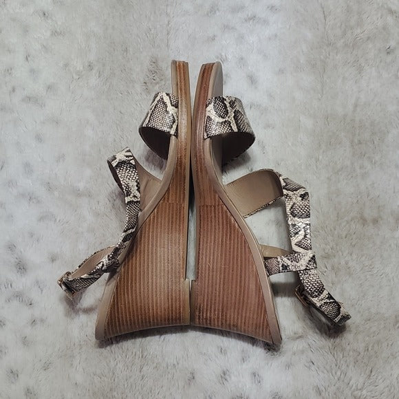 Cole Haan Snakeskin Leather Strapey Wedges Size 10.5B