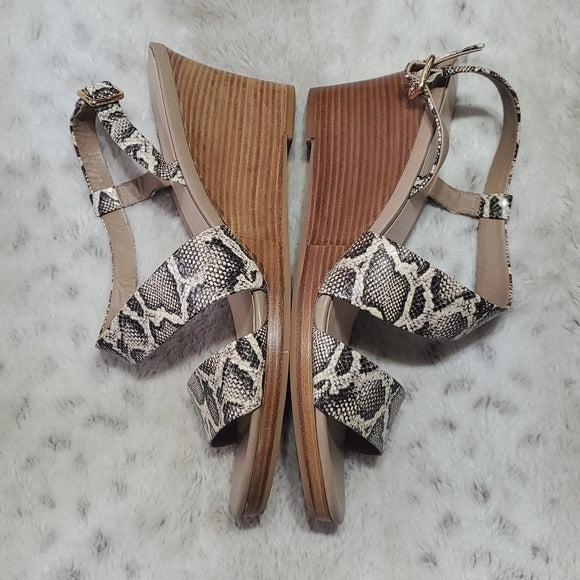 Cole Haan Snakeskin Leather Strapey Wedges Size 10.5B