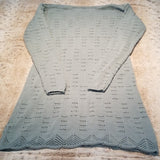 Rubbish Light Gray Blue Crochet Long Sweater Size S