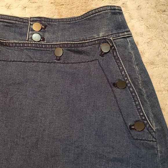 Club Monaco Blue Jean Skirt With Black Buttons Size 4