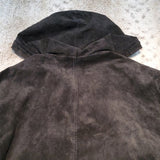 Atelier by B. Thomas Black Leather Coat w Hood Size S