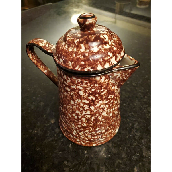 Stangl Pottery Town and Country Spongeware Lidded Coffee Pot