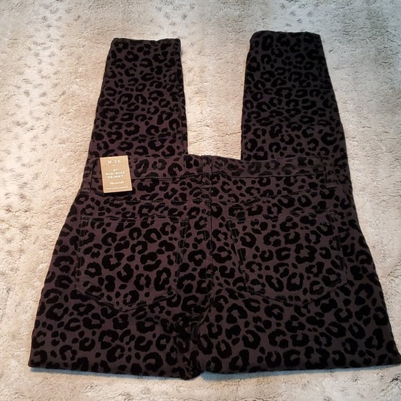 NWT Madewell Flocked Leopard Mid Rise Skinny Jean