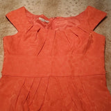 London Times Coral Polka Dot Capped Sleeve Dress Size 12