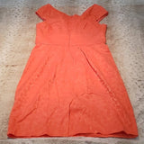 London Times Coral Polka Dot Capped Sleeve Dress Size 12