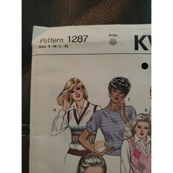 Kwik Sew 1287 Sewing Pattern Sz S-XL Knit Pullover Top Retro